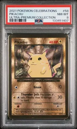 2021 POKEMON CELEBRATIONS ULTRA-PREMIUM COLLECTION #58 PIKACHU PSA 8 - Image 1