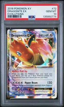 2016 POKEMON XY EVOLUTIONS #72 DRAGONITE EX PSA 10 - Image 1