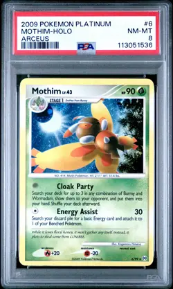 2009 POKEMON PLATINUM ARCEUS #6 MOTHIM-HOLO PSA 8 - Image 1