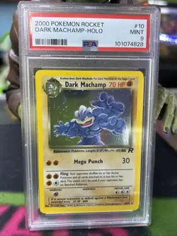 2000 Pokemon Team Rocket Dark Machamp Holo #10 PSA 9 MINT Graded Card - Image 1