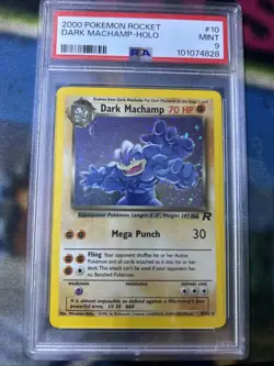 2000 Pokemon Team Rocket Dark Machamp Holo #10 PSA 9 MINT Graded Card - Image 2