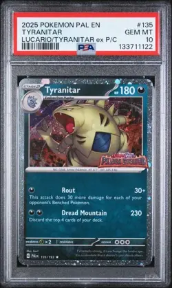 135 TYRANITAR Paldea Evolved Stamped - PSA 10 Pokemon - Image 1