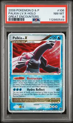 2008 POKEMON DIAMOND & PEARL GREAT ENCOUNTERS #106 PALKIA LV.X-HOLO PSA 8 - Image 1