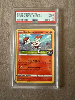 Scorbunny on the Ball 004/005 | Futsal | PSA 9 | Pokemon - Image 1