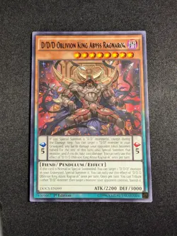 Yugioh - DDD Oblivion King Abyss Ragnarok DOCS-EN099 1st Edition Rare NM - Image 1