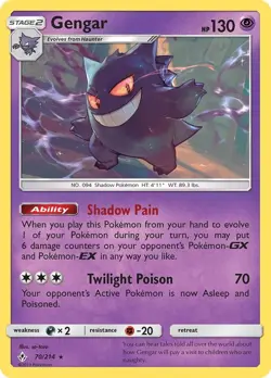 Gengar 70/214 LP - SM Unbroken Bonds Pokemon TCG Rare Card Near Mint - Image 1