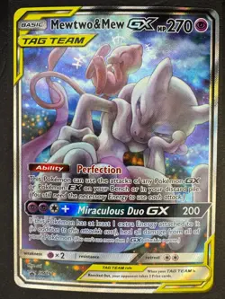 Mewtwo & Mew Full Art GX SM191 Tag-Team Promo Pokemon Sun & Moon Near Mint - Image 1