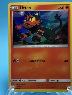 Pokemon TCG - Litten SM02 Promo - Water Web Holo Black Star - NM - Image 1