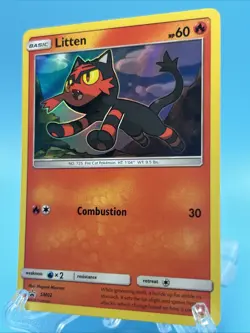 Pokemon TCG - Litten SM02 Promo - Water Web Holo Black Star - NM - Image 3