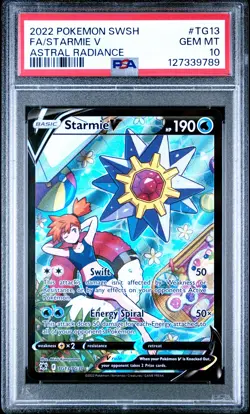 2022 POKEMON SWORD & SHIELD ASTRAL RADIANCE #TG13 FULL ART/STARMIE V PSA 10 - Image 1
