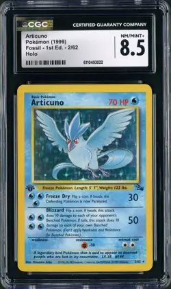 1999 Pokemon Fossil 1st Edition Articuno Holo Rare 2/62 CGC 8.5 - Image 1