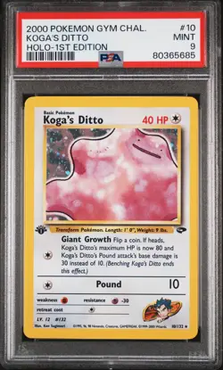 Pokemon 1st Edition Koga's Ditto 10/132 - PSA 9 MINT - Gym Challenge Holo Rare! - Image 1