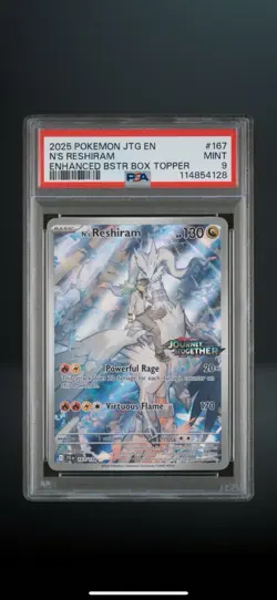 PSA 9 N’s Reshiram 167/159 Enhanced Box Topper 2025 Pokemon - Image 1