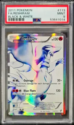 2011 POKEMON BLACK & WHITE #113 FA/RESHIRAM PSA 9 - Image 1