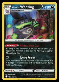 Galarian Weezing 042/072 Holo Rare Shining Fates Pokemon Card - Image 1