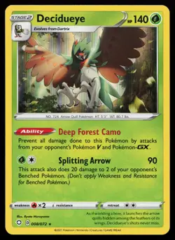 Decidueye 013/189 Holo Rare SWSH03: Darkness Ablaze Pokemon Card - Image 1