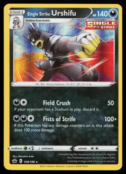 Single Strike Urshifu 108/198 Holo Rare SWSH06: Chilling Reign Pokemon Card - Image 1