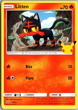 Litten - 15/25 Promo McDonald's 25th Anniversary Promos 015/025 LP Pokemon Card - Image 1