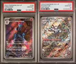 SET 2 PSA 10 GEM MINT Japanese Pokemon Magneton 112/106 & Ceruledge 109/106 SV8 - Image 1