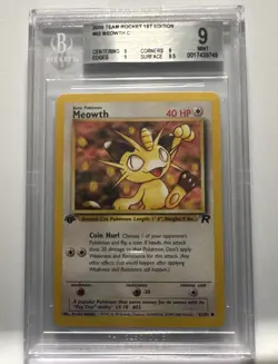 Meowth 62/82 1st Edition Team Rocket BGS 9mint Pokemon Card - Image 1