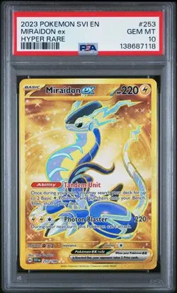 PSA 10 Miraidon ex #253 - Pokemon SV1 Gold Full Art - TCG GEM MINT - Image 1
