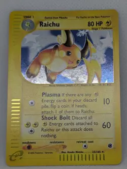 Raichu 025/165 Expedition Base Set Holo Rare Pokemon TCG Nintendo Pikachu NM - Image 3