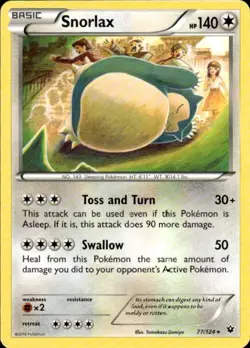 Pokemon Snorlax XY - Fates Collide 77/124 Light Play LP+ or Better - Image 1