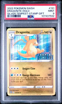 2022 POKEMON SWORD & SHIELD SILVER TEMPEST STAMP GIFT #131 DRAGONITE-HOLO PSA 9 - Image 1