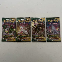 Pokemon - Evolving Skies Booster Pack Full Art Set 4 Packs - New & Sealed 🔥 - Image 1