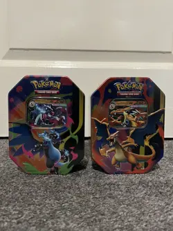 Pokemon TCG: Mega Charizard ex Tin x 2 (One of each X + Y) - Sealed - In Hand - Image 1