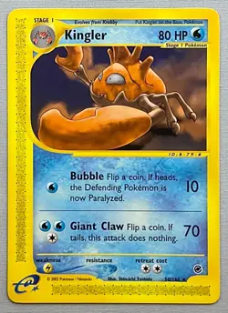 Pokemon Kingler #50/165 Non-Holo Rare - 2002 Expedition Base Set - NM to MT! - Image 1