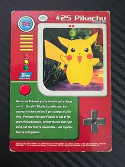 Pokemon 1999 Topps Pokemon TV Animation Series 1 25 Pikachu TV2 HP - Image 2