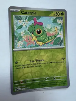 Pokemon Caterpie 010/165 Reverse Holo Common SV151 Scarlet & Violet 50 HP NM - Image 3