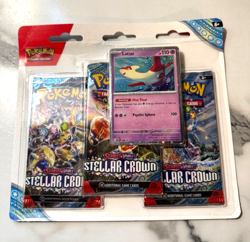 Pokemon Stellar Crown 3 Pack Blister Scarlet & Violet Sealed w/ Latias Promo - Image 1
