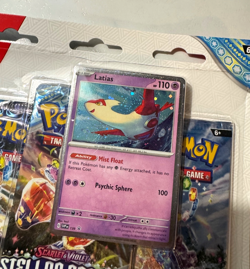 Pokemon Stellar Crown 3 Pack Blister Scarlet & Violet Sealed w/ Latias Promo - Image 2
