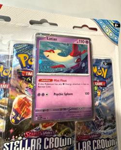 Pokemon Stellar Crown 3 Pack Blister Scarlet & Violet Sealed w/ Latias Promo - Image 3
