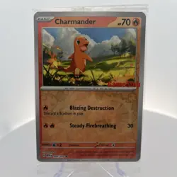 Pokemon TCG Charmander GameStop Exclusive Reverse Holo Promo Card 004/165 Sealed - Image 1