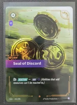 Riftbound Seal Of Discord EPIC Single CARD OGN- 204 - League Of Legends - NM - Image 1