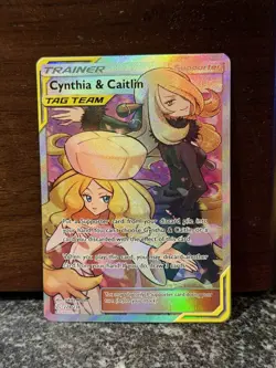 Cynthia & Caitlin Full Art Holo Card 228/236 Cosmic Eclipse NM-M Condition - Image 3