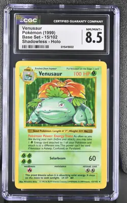 CGC 8.5 Venusaur 1999 Base Set 15/102 Shadowless Holo Pokemon Card - Image 1