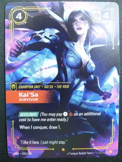 Kai'Sa Survivor 039/298 Epic Rare Foil - OGN - Riftbound Card #2D0 - Image 1