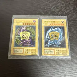Yugioh Blue-Eyes White Dragon Dark Magician Stainless Card Set 20th w/ sleeve - Image 1