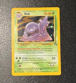Pokemon Muk 13/62 Fossil Unlimited Holo Rare HP - Image 1