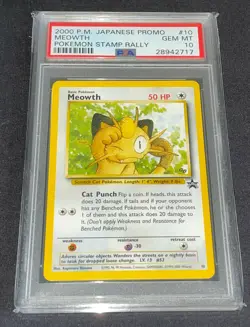 Pokemon Card - PSA 10 Japanese Meowth - JR Stamp Rally Black Star Promo #10 - Image 1