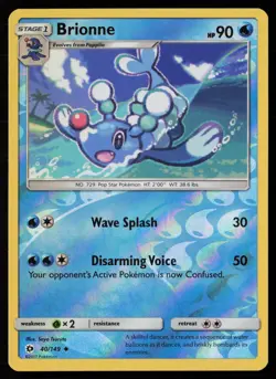 Brionne 40/149 Reverse Holo Pokemon TCG SM Base Set LP - Image 1