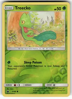 Treecko (7) SM - Celestial Storm Common,Reverse Holo Pokemon Lightly played - Image 1