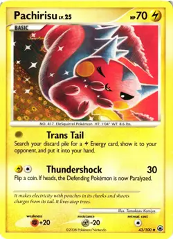 Pokemon TCG Pachirisu Majestic Dawn 43/100 Regular MP/HP - Image 1