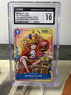 Monkey D. Luffy P-043 One Piece Promotion CGC 10 Mint 2nd Anniversary Promo - Image 1