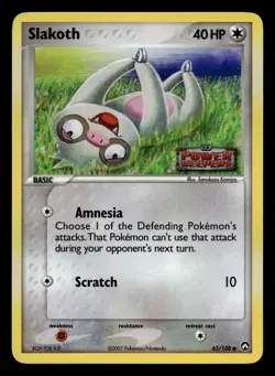 Slakoth 63/108 Common Power Keepers Holo Stamped Pokemon LP - Image 1