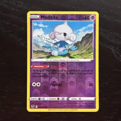 Meditite 072/195 Pokemon Silver Tempest Sword & Shield Reverse Holo Common NM - Image 1